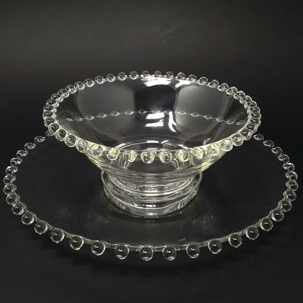 Candlewick Clear Mayonnaise Bowl & Underplate Imperial Glass Beaded Edge